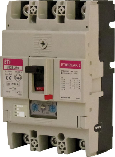 Ndërprerës fuqie Eti Polam EB2S 250/3LA, 3P, 250A 16kA, i bardhë