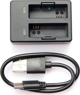Karikues i dyfishtë për kamera SJCAM SJ7, micro USB, me LED