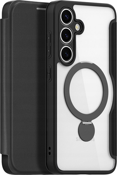 Futrollë-portofol DUX DUCIS për Samsung Galaxy S25 Ultra, S25, S25 Plus, S25 Edge, me xhepa për kartela, me MagSafe, e zezë