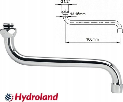 Grykë rubineti Hydroland SPOUT WL.S-160.B, 1/2", 160mm, krom