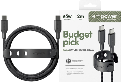 Kabllo USB C PanzerGlass Empower by Racing, 60W, 2m, e zezë