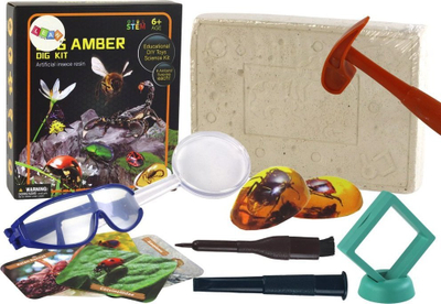 Set arkeologjik Leantoys Excavations Insects Amber, lodër edukative për fëmijë, fosile insektesh