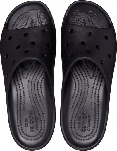 Shapka gocash Crocs Classic Platform Slide W 208180-001, me platformë, sintetike, ngjyrë e zezë