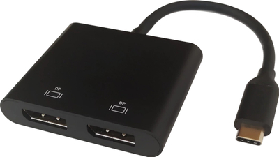 Adapter USB C Deltaco USBC 2DP, 2x DisplayPort, 4K 60Hz, i zi