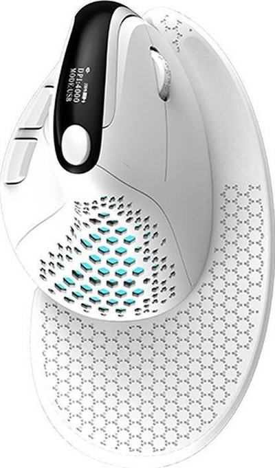 Maus wireless vertikal Delux M618XSD, BT 2.4G, 4000 DPI, i bardhë