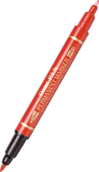 Shënues i dyanshëm Pentel N75W cd / dvd 2.5-3mm / 0.6 / 1.2mm, i kuq