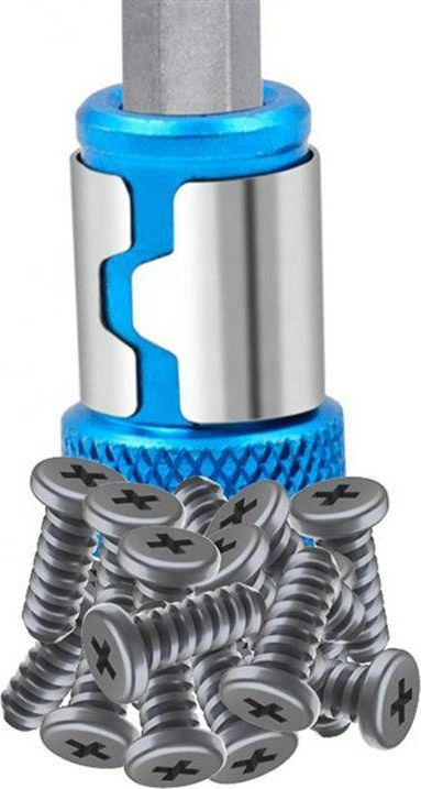 Mbajtës magnetik për kaçavidë Gonga, 1/4" HEX, me ndalesë thellësie, blu argjendtë