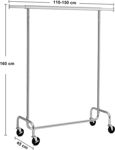 Varese rrobash SONGMICS HSR11S, mban deri 130 kg, i rregullueshëm 110-150 cm, ngjyrë argjendtë
