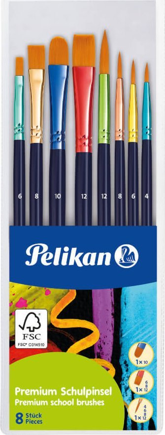 Сет четки за сликање Pelikan 701181, 8 парчиња, со синтетички влакна