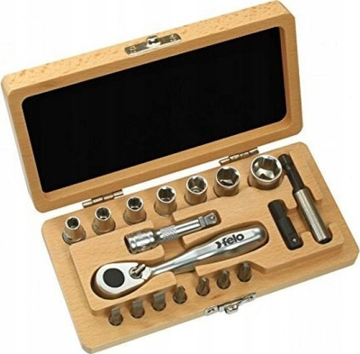 Set veglash Felo XS 18 Classic, 18 pjesë, kuti druri, metric