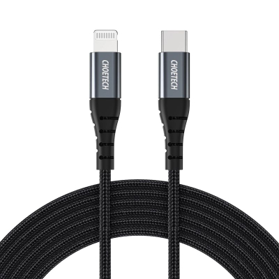 Kabllo USB Choetech IP0039, USB C me Lightning, 1.2m, e zezë