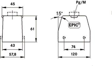 Strehë lidhësi industrial LAPP EPIC H-B 24 TG 19121000, M25, IP65, gri