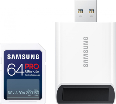 Kartë memorie Samsung PRO Ultimate MB-SY64SB, 64GB SDXC, UHS-I U3 V30, e bardhë