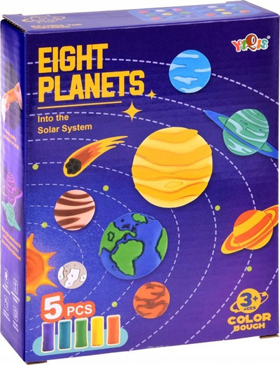 Set lodër me plastelinë Eight Planets Solar System, 8 forma planetësh, 5 ngjyra, shumëngjyrësh