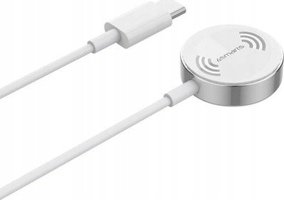 Karikues magnetik për smartwatch 4smarts 462550, USB C, kabllo 1m, i bardhë me argjend