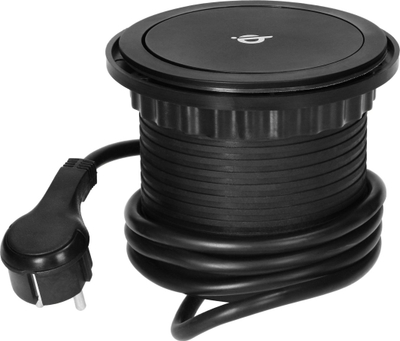 Prizë mobiljeje me dalje të ngritshme, 3x Schuko, 2x USB Quick Charge, karikim me valë Qi, e zezë
