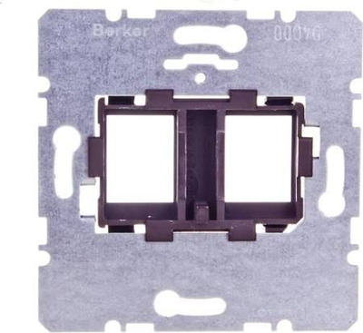 Pllakë mbështetëse dyshe Berker B.Kwadrat, për module RJ45, kafe