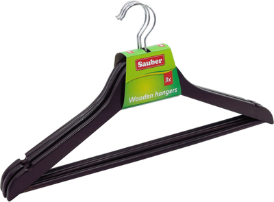 Set varëse druri Sauber Hanger 24850004, 3 copë, dru i fortë, ngjyrë natyrale