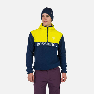 Машка флис блуза Rossignol Alltrack, со капуљача, кенгур џеб, темно сина