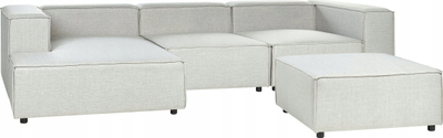 Divan këndor Beliani APRICA, 3 ulëse, modular me ottoman, gri