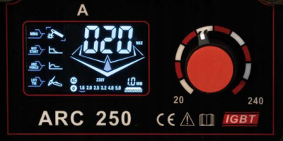 Inverter saldimi Weldman ARC 250 LCD Synergy, 250A, set standard, i kuq