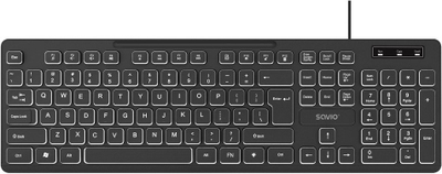 Tastierë SAVIO KB-04, me kabllo USB, ndriçim LED, e zezë