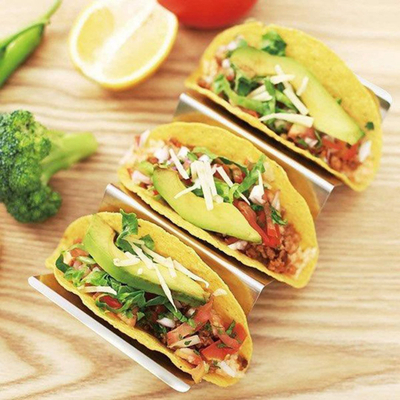 Mbajtëse për tacos Kinghoff KH1804, çelik inox, 2 ose 3 porcione, argjend