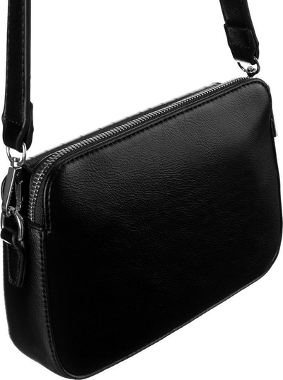 Çantë crossbody David Jones, lëkurë ekologjike, kapak krokodil, e zezë