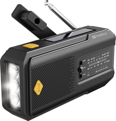 Radio portative Sandberg Survivor All in 1 2000, AM FM, power bank 2000mAh, me panel diellor, e zezë
