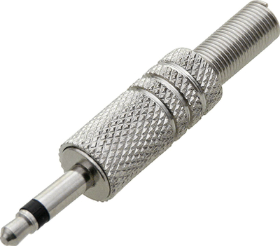 Konektor audio JACK 3.5mm MONO, për kabllo, metalik