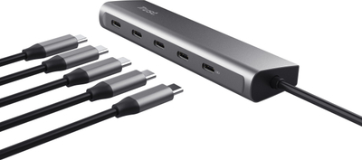 USB HUB Trust Halyx 25136, USB C 5 porta, 100W, argjendtë