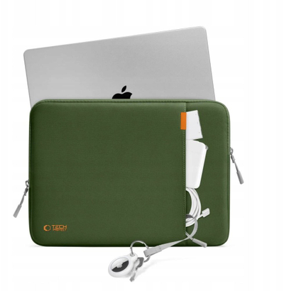 Çantë laptopi Tech-Protect Defender 13-14", poliester, xhep aksesorësh, e gjelbër
