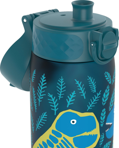 Shishe uji për kalamaj Ion8 Slim Leakproof, 500ml, kapak flip sip, blu me dinosaur