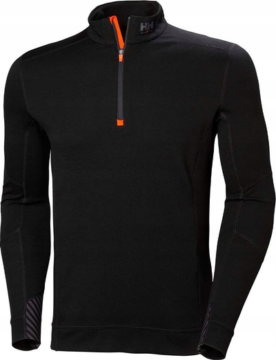 Bluzë termike Helly Hansen Lifa Merino me zinxhir, XL, lesh merino, e zezë