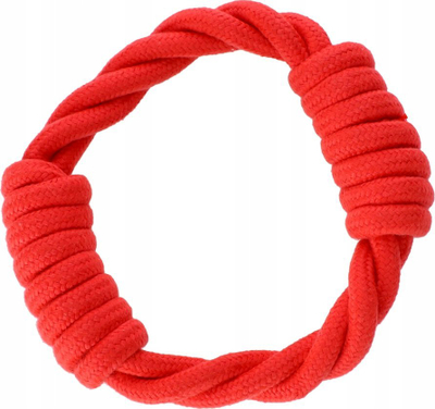 Lodër për qen Dingo Ringo Braided Energy, unazë pambuku 18cm, e kuqe