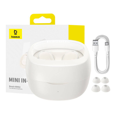 Слушалки Baseus Bowie WM02, TWS без жици, Bluetooth 5.3, бели