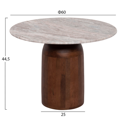 Tavolinë e rrumbullakët për kafe Maled Φ60x44,5Hcm (HM18002), gri