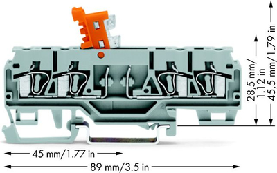 Bllok terminal WAGO 280-874-1, 4 kate, 2.5 mm², gri