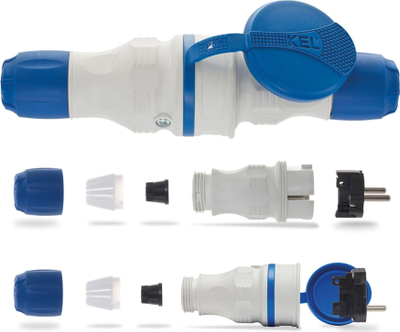 Set prizë dhe fole industriale KEL EXTREM ZWG-54, 16A 2P+E, 250V IP54, gri blu