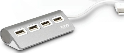 Hub USB Port Designs 900120, 4 porta, USB 2.0 480 Mb/s, gri me të bardhë