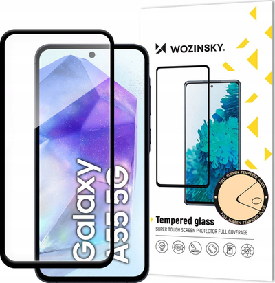 Xham mbrojtës Wozinsky Full Glue për Samsung Galaxy A55, transparencë e lartë, kornizë e zezë