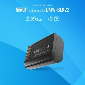 Bateri rikarikueshme Newell DMW-BLK22, 2250 mAh, për kamera Panasonic, e zezë