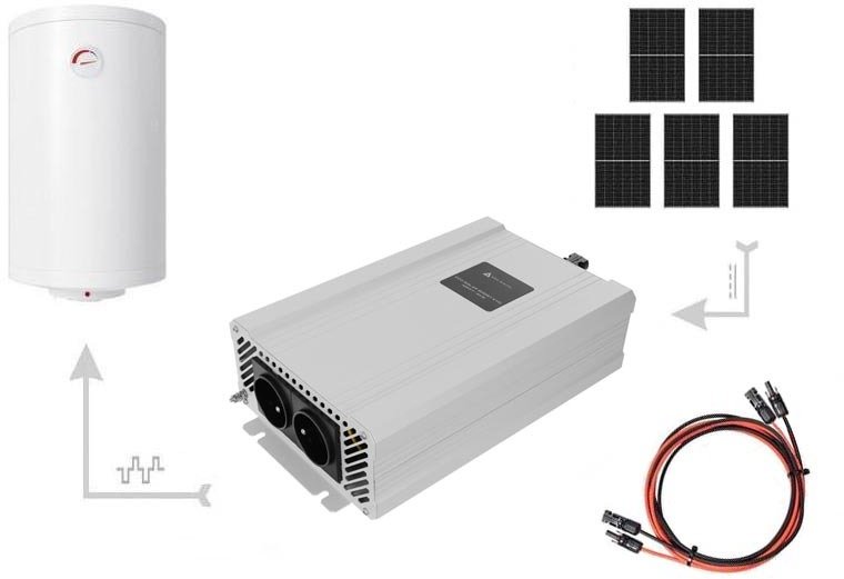 Set fotovoltaik ECO Solar Boost EVO 5x450W, inverter 4KW, për bojlerë, i bardhë