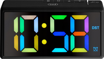 Orë alarmi Trevi EC88600, ekran i madh LED, funksion Snooze, me USB, shumëngjyrëshe