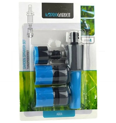 Set spërkatës kopshti Pro Garden Aqua, 4 pjesë, plastikë, blu gri