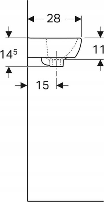 Lavabo Geberit Selnova Square Compact, me vrimë rubineti, me mbifryrje, e bardhë