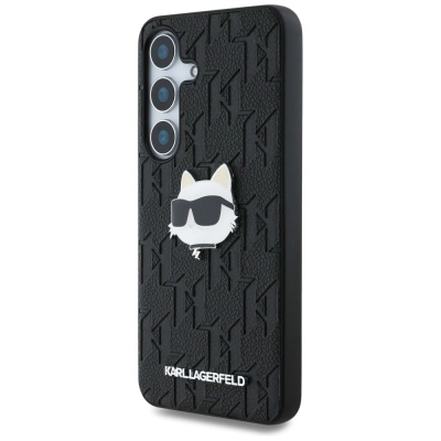 Kllëf telefoni Karl Lagerfeld Choupette për Samsung Galaxy S25, lëkurë eko, i zi