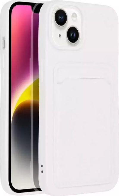 Kuti telefoni Forcell Card Slot për iPhone 14, me xhep për karta, e bardhë