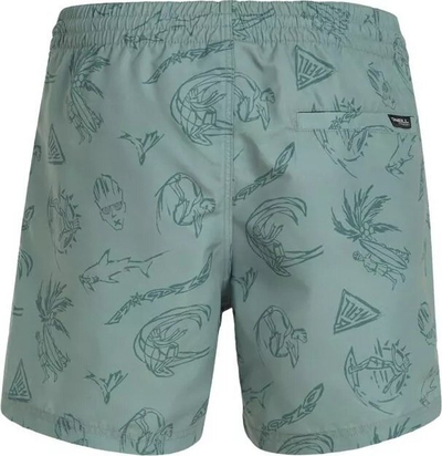 Pantallona noti O'Neill Mix&amp;Match Cali Print 15", për çuna, jeshile me printe
