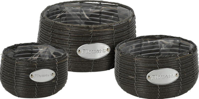 Set vazo lulesh PROGARDEN Wicker FLOWERS GARDEN, 3 copë, 29 25 19 cm, antracit